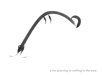 a fox pouncing on nothing in the snow