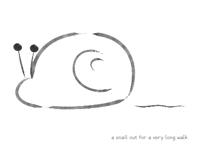 a snail out for a very long walk