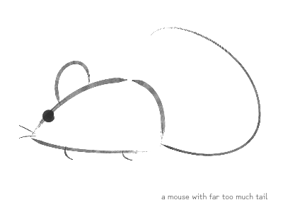 a mouse with far too much tail
