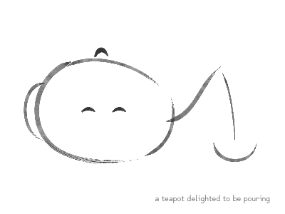 a teapot delighted to be pouring