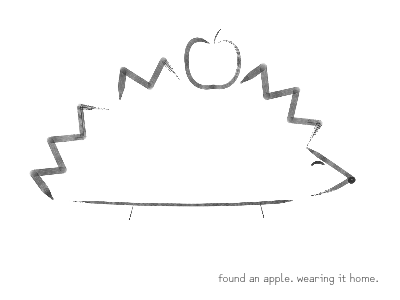 found an apple. wearing it home.